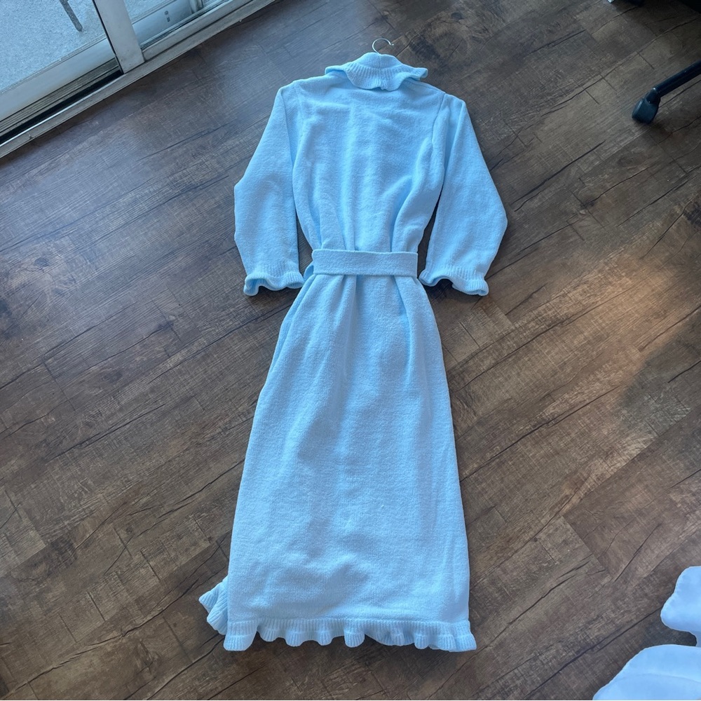 Light Blue Ruffled Women's Robe - Picture 2 of 4